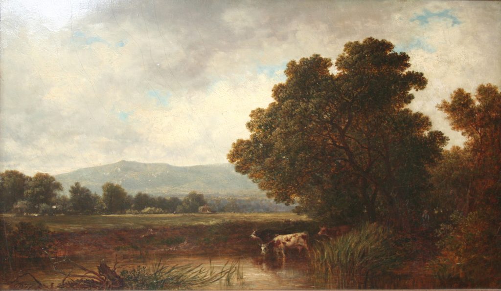 Cattle in a Stream, © David Johnson, oil on panel, 14 X 20 inches