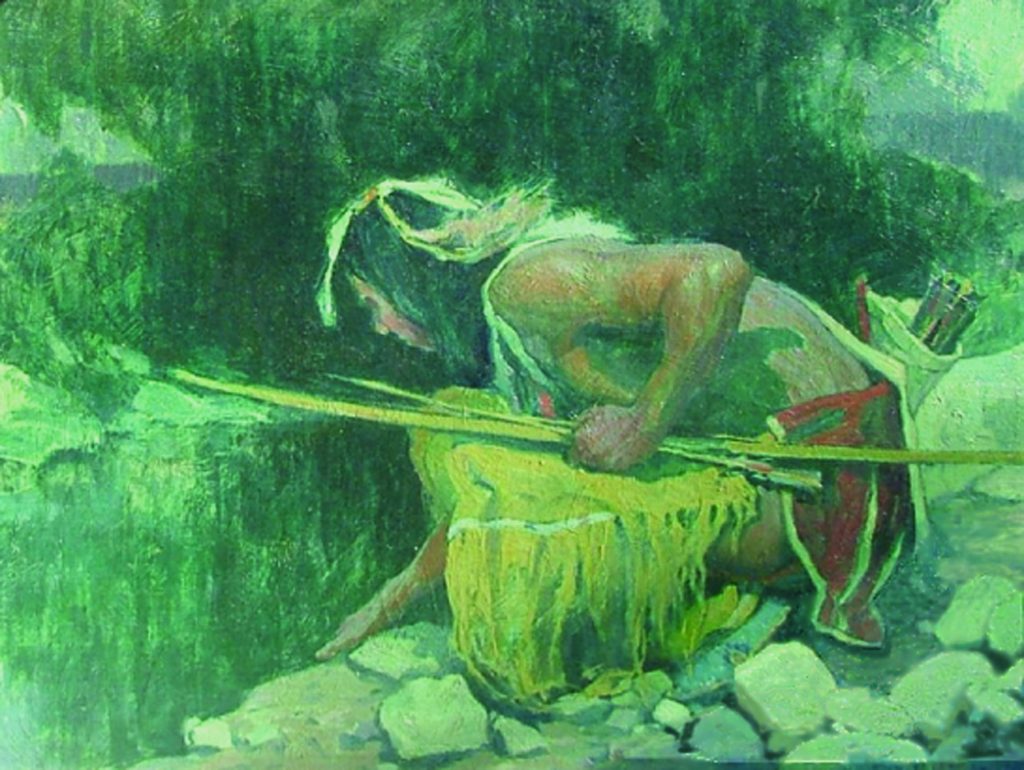 Indian Kneeling by Spring, © E. I. Couse, 19 X 23 inches