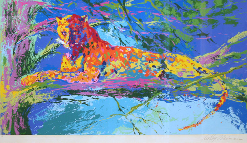 Kenya Leopard (artist proof), © LeRoy Neiman, 22.5 X 38.5 inches