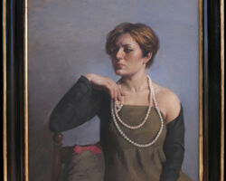 Intrigued, 27 X 31, oil portrait