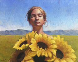 Sunflowers, 16 X 20, oil portrait